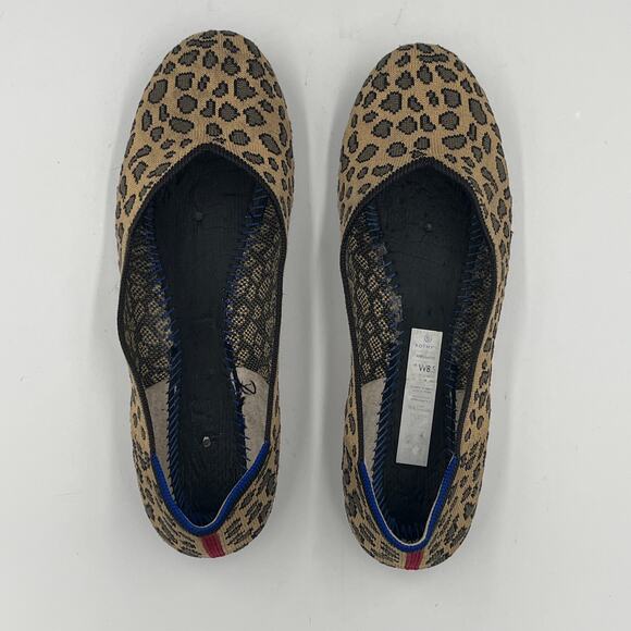 Rothy's Flats Women’s Leopard Cheetah Animal Print Red Stripe Round Toe Size 8.5 - Picture 5 of 12